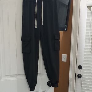 Men's Black Jogger Pants with Pockets Size XL